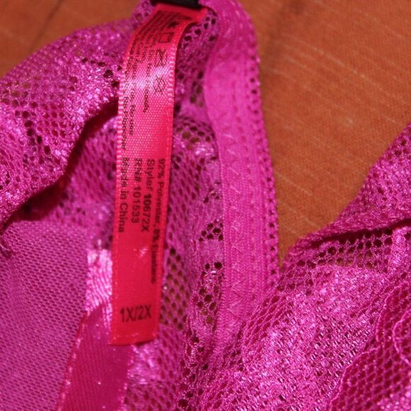 NEW Seven 'til Midnight Pink Sheer Back Strap babydoll mini Dress Women 1X - Picture 10 of 10